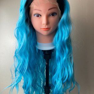 Blue Hair With Black Roots Lace WIG